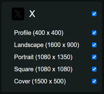 X (Twitter) image size options
